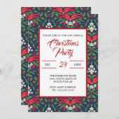 Weihnachten, Grüne Holly-Blätter, Berries, Roter B Einladung (Vorne/Hinten)