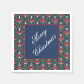 Weihnachten, Grüne Holly-Blätter, Rote Berries, Bo Serviette (Vorderseite)