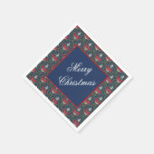 Weihnachten, Grüne Holly-Blätter, Rote Berries, Bo Serviette (Ecke)