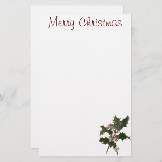 Weihnachten, Grüne Holly-Pflanze mit Berries Briefpapier (Vorne/Hinten)