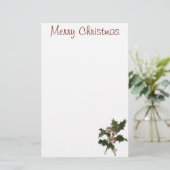 Weihnachten, Grüne Holly-Pflanze mit Berries Briefpapier (Stehend Vorderseite)