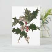 Weihnachten, Grüne Holly-Pflanze mit Berries Einladung (Stehend Vorderseite)