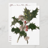 Weihnachten, Grüne Holly-Pflanze mit Berries Einladung (Vorne/Hinten)