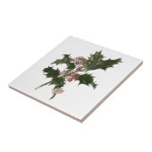 Weihnachten, Grüne Holly-Pflanze mit Berries Fliese (Seite)