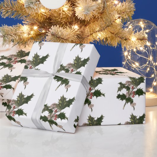 Weihnachten, Grüne Holly-Pflanze mit Berries Geschenkpapier (Feiertage)