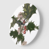Weihnachten, Grüne Holly-Pflanze mit Berries Große Wanduhr (Winkel)