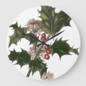Weihnachten, Grüne Holly-Pflanze mit Berries Große Wanduhr (Vorderseite)