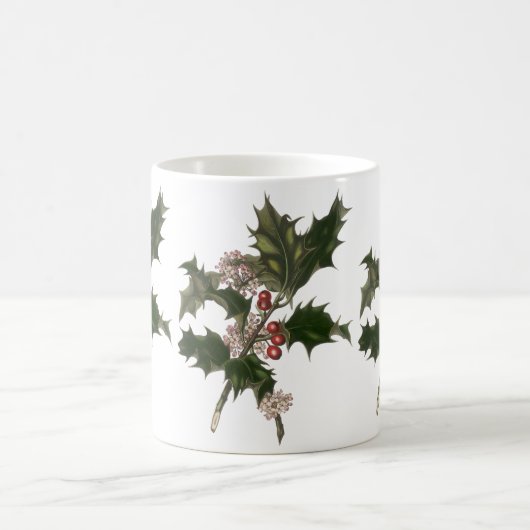 Weihnachten, Grüne Holly-Pflanze mit Berries Kaffeetasse (Mittel)