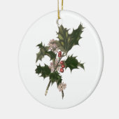 Weihnachten, Grüne Holly-Pflanze mit Berries Keramikornament (Links)