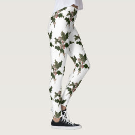Weihnachten, Grüne Holly-Pflanze mit Berries Leggings