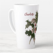 Weihnachten, Grüne Holly-Pflanze mit Berries Milchtasse (Linke Ecke)