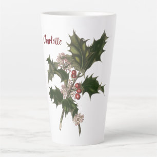 Weihnachten, Grüne Holly-Pflanze mit Berries Milchtasse