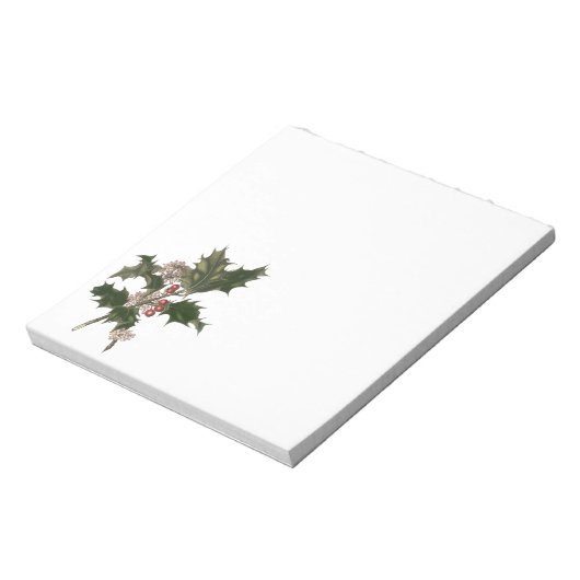 Weihnachten, Grüne Holly-Pflanze mit Berries Notizblock (Rotiert)
