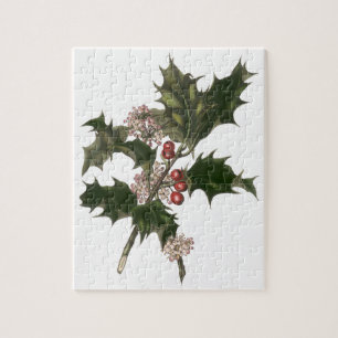 Weihnachten, Grüne Holly-Pflanze mit Berries Puzzle