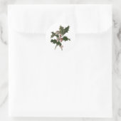 Weihnachten, Grüne Holly-Pflanze mit Berries Runder Aufkleber (Tasche)