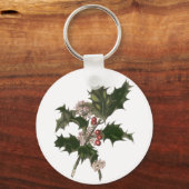 Weihnachten, Grüne Holly-Pflanze mit Berries Schlüsselanhänger (Vorderseite)