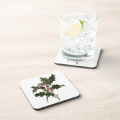 Weihnachten, Grüne Holly-Pflanze mit Berries Untersetzer (Rechte Seite)