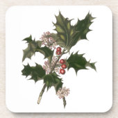 Weihnachten, Grüne Holly-Pflanze mit Berries Untersetzer (Vorderseite)