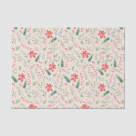 Weihnachten Grüne Rote Florals Creme Seidenpapier