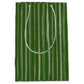 Weihnachten Grüne Rustikale Streifen Wasserfarbe Mittlere Geschenktüte (Vorderseite)