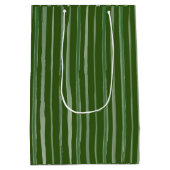 Weihnachten Grüne Rustikale Streifen Wasserfarbe Mittlere Geschenktüte (Rückseite)