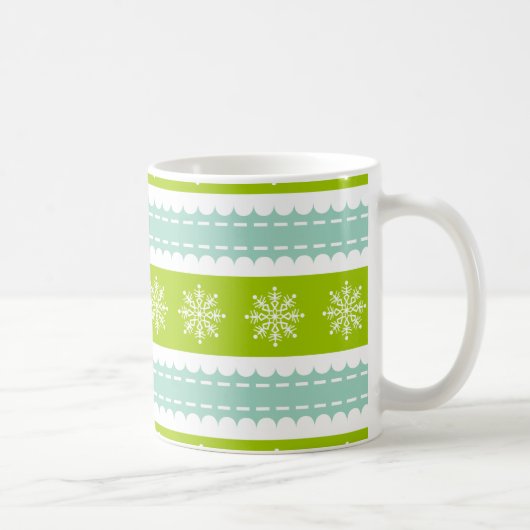 Weihnachten Grüne und Blaue Streifen mit Schneeflo Kaffeetasse (Rechts)