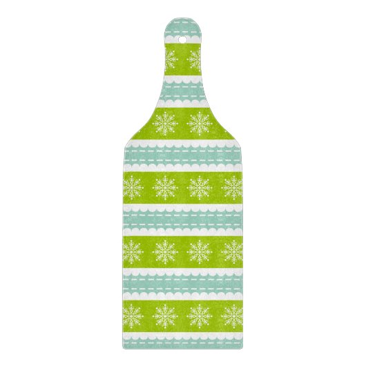 Weihnachten Grüne und Blaue Streifen mit Schneeflo Schneidebrett (Vorderseite)