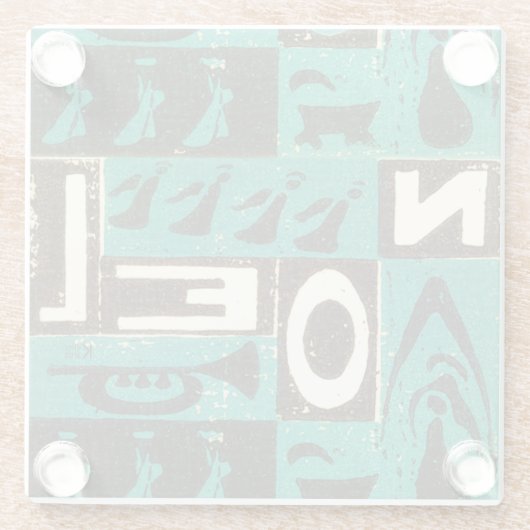 Weihnachten-grüner Block Glasuntersetzer (Rückseite)