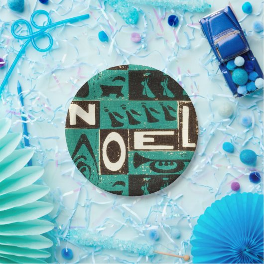 Weihnachten-grüner Block Pappteller (Party)