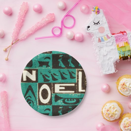 Weihnachten-grüner Block Pappteller (Party)