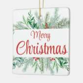 Weihnachten Grüner Blumenrahmen Frohe Weihnachten Keramikornament (Links)