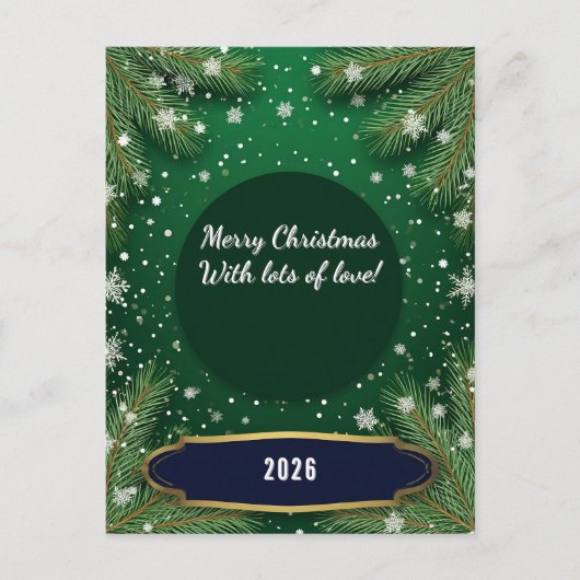Weihnachten Grüner Hintergrund mit Kiefernzweigen (Vorderseite)