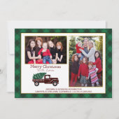 Weihnachten Grüner Karierter Baum Roter Lkw Urlaub (Vorderseite)