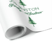 Weihnachten Grüner Wasserfarben Pine Tree Geschenkpapier (Rolleneckpunkt)