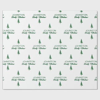 Weihnachten Grüner Wasserfarben Pine Tree Geschenkpapier
