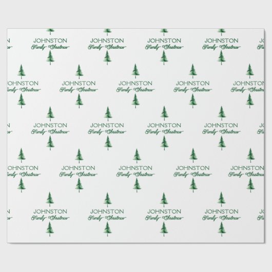 Weihnachten Grüner Wasserfarben Pine Tree Geschenkpapier (Flach)