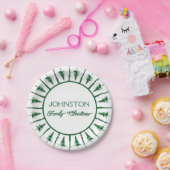 Weihnachten Grüner Wasserfarben Pine Tree Pappteller (Party)