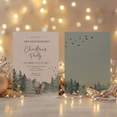 Weihnachten Grüner Wasserfarbenwald Urlaub Einladung