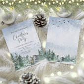 Weihnachten Grüner Wasserfarbenwald Urlaub Einladung