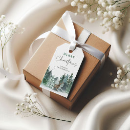 Weihnachten Grüner Wasserfarbenwald Urlaub Geschenkanhänger