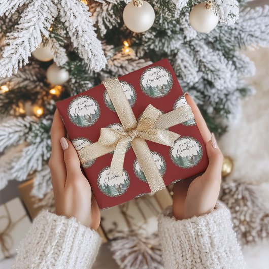 Weihnachten Grüner Wasserfarbenwald Urlaub Geschenkpapier Set