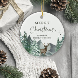 Weihnachten Grüner Wasserfarbenwald Urlaub Keramik Ornament