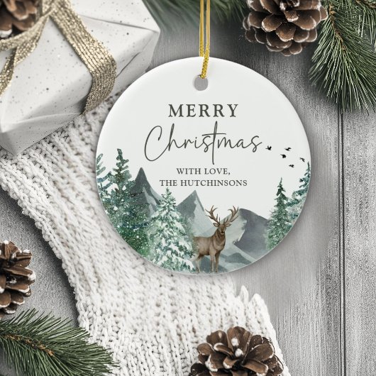 Weihnachten Grüner Wasserfarbenwald Urlaub Keramik Ornament