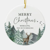 Weihnachten Grüner Wasserfarbenwald Urlaub Keramik Ornament (Vorne)