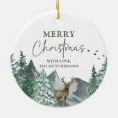 Weihnachten Grüner Wasserfarbenwald Urlaub Keramik Ornament (Hinten)