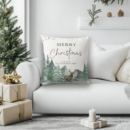 Weihnachten Grüner Wasserfarbenwald Urlaub Kissen