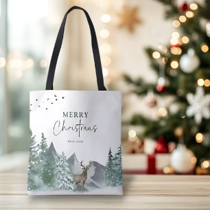 Weihnachten Grüner Wasserfarbenwald Urlaub Tasche