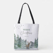 Weihnachten Grüner Wasserfarbenwald Urlaub Tasche (Rückseite)