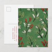 Weihnachten Grünes Blumenmuster Postkarte (Vorne/Hinten)