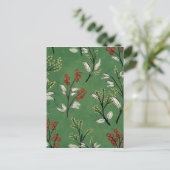 Weihnachten Grünes Blumenmuster Postkarte (Stehend Vorderseite)